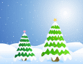 Pinheiros com neve - Postal de Natal 