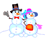 Casal de bonecos de neve - Postal de Natal 