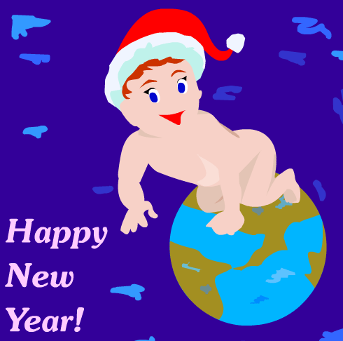 Bébé do Ano - Postal de Ano Novo 